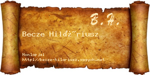 Becze Hiláriusz névjegykártya